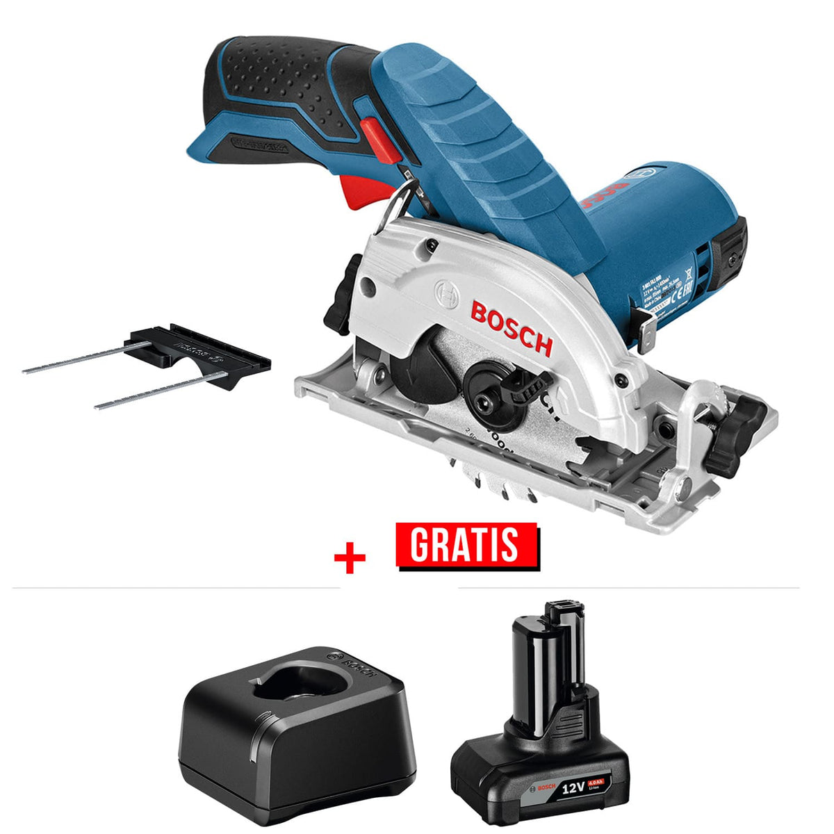 Sierra Circular 3" 12V GKS 12V-26 + Batería 4.0Ah y Cargador Bosch 06016A1001-P1