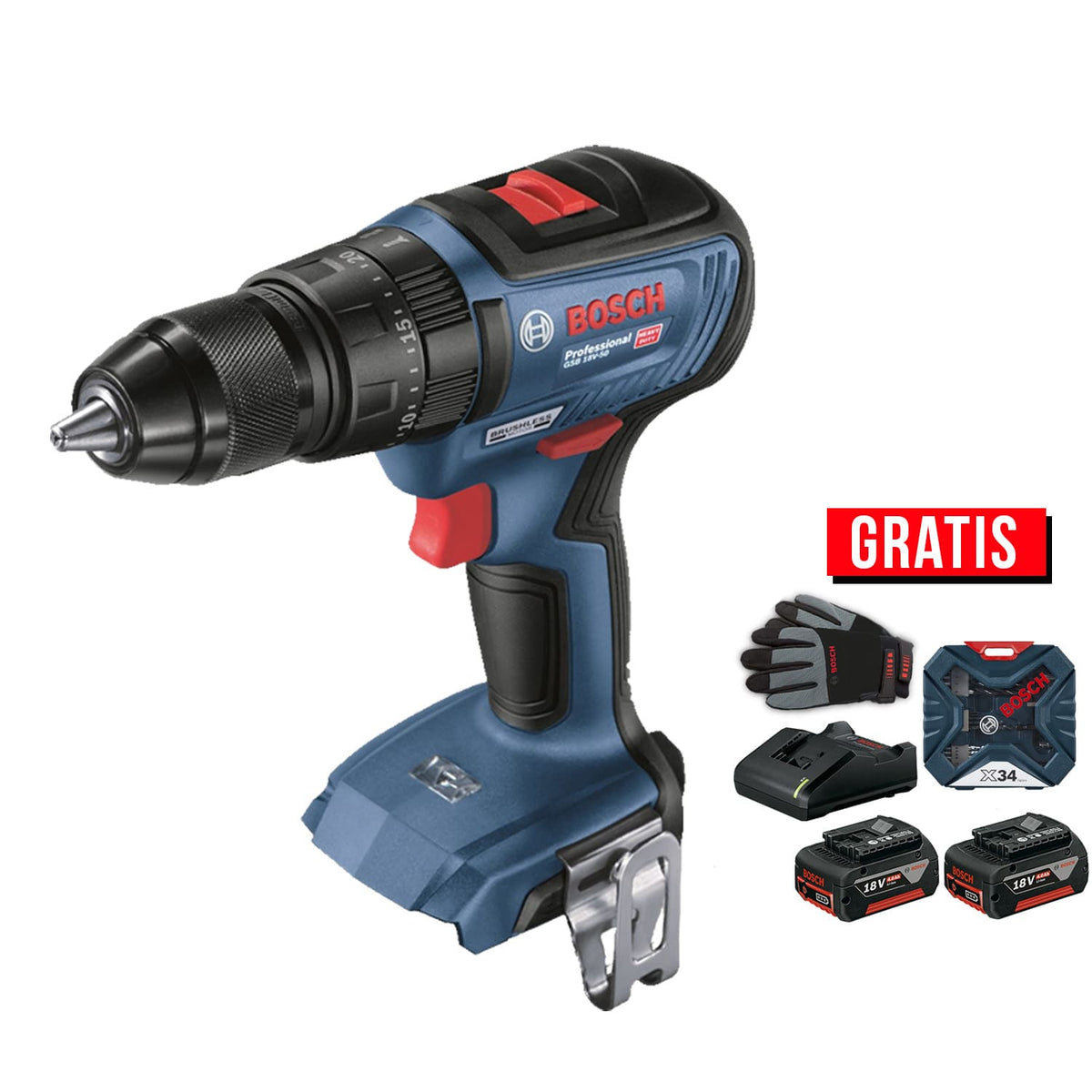 Rotomartillo 1/2" de 18V  Brushless (GSB 18V-50) Bosch  06019H51E2-P1