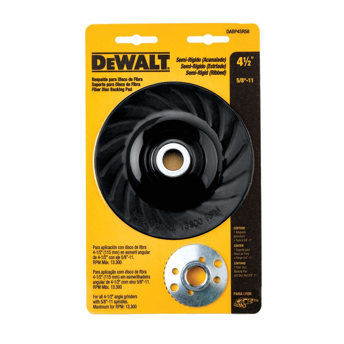 Respaldo para Disco de Fibra 4½" Semi-Rí­gido Dewalt DABP4SR58
