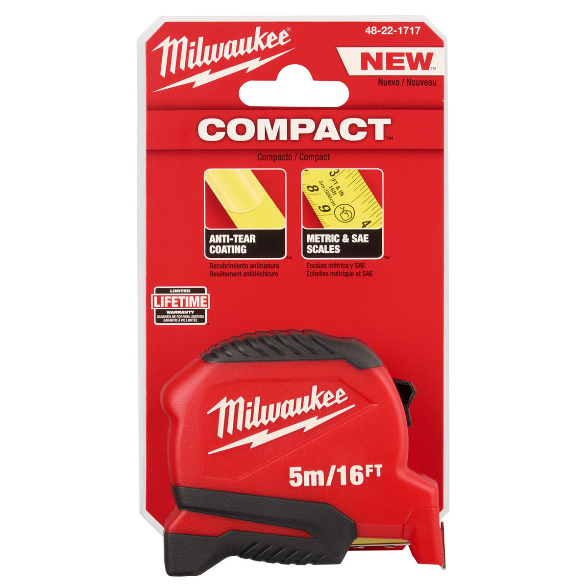 Flexómetro Compacto 5M/16' Milwaukee 48-22-1717