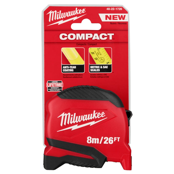 Flexómetro Compacto 8M/26' Milwaukee 48-22-1726