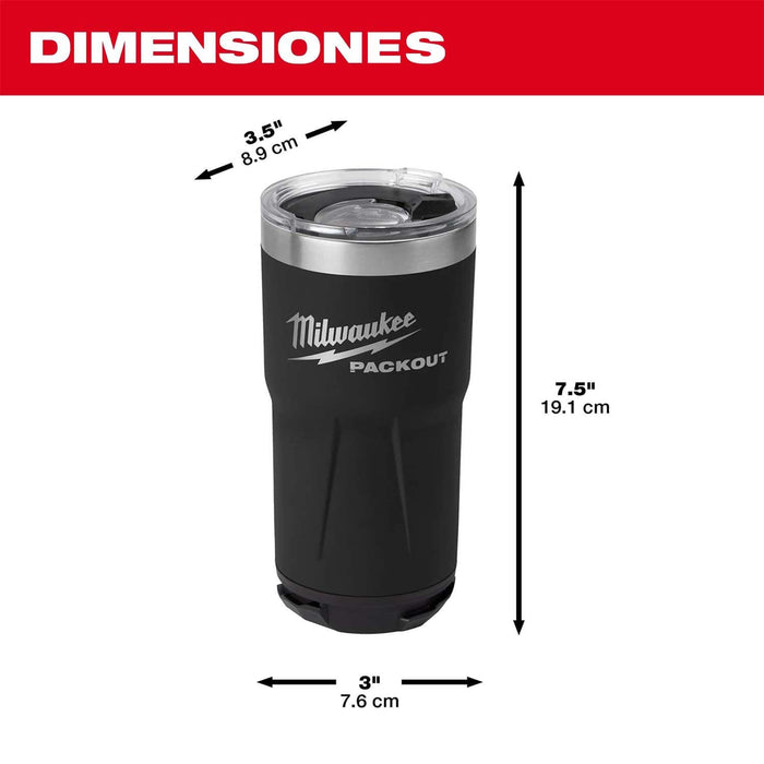 Termo de 590ml (20 oz) negro PACKOUT™ Milwaukee 48-22-8392B