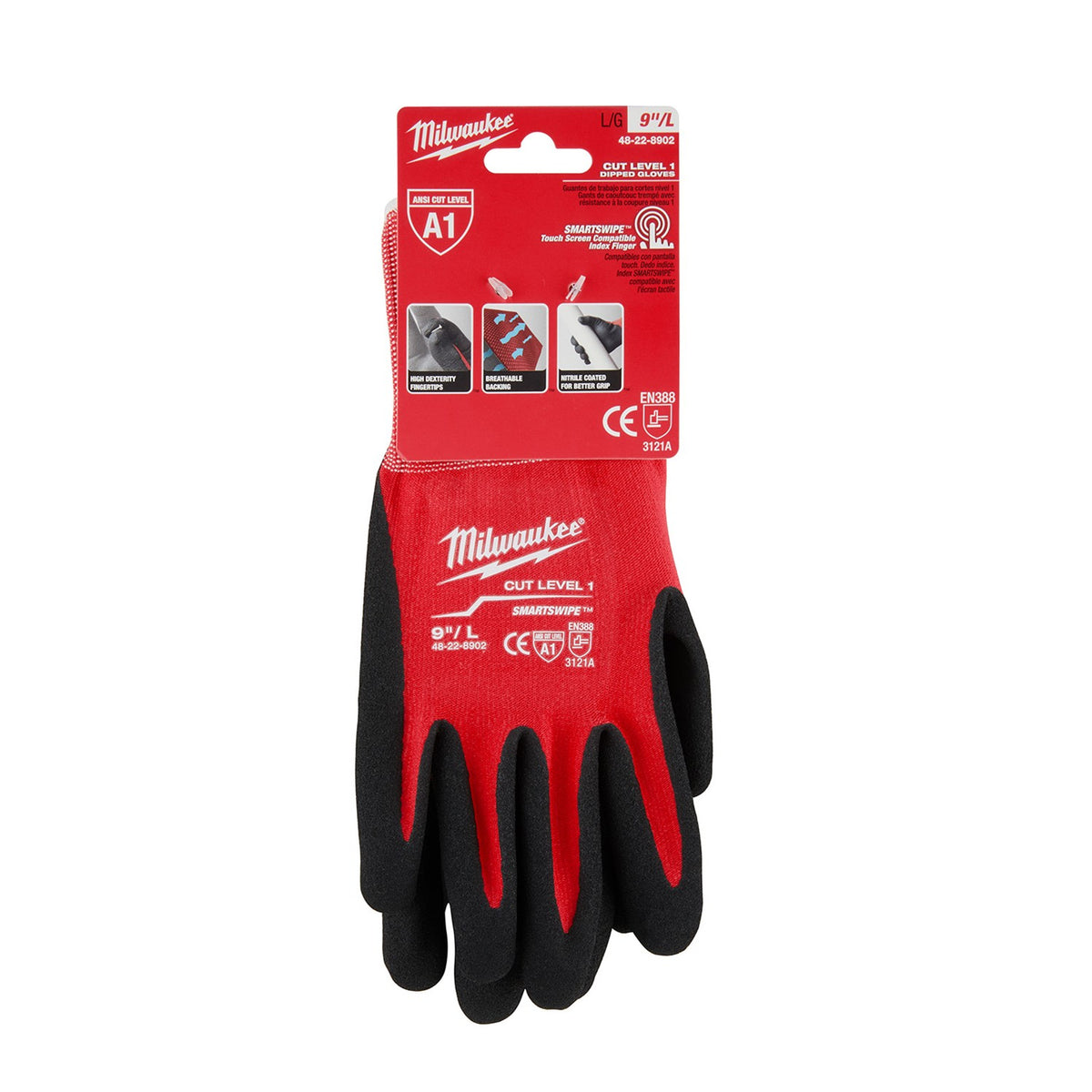 Guantes anti-corte nivel 1 de nitrilo (L) Milwaukee 48-22-8902