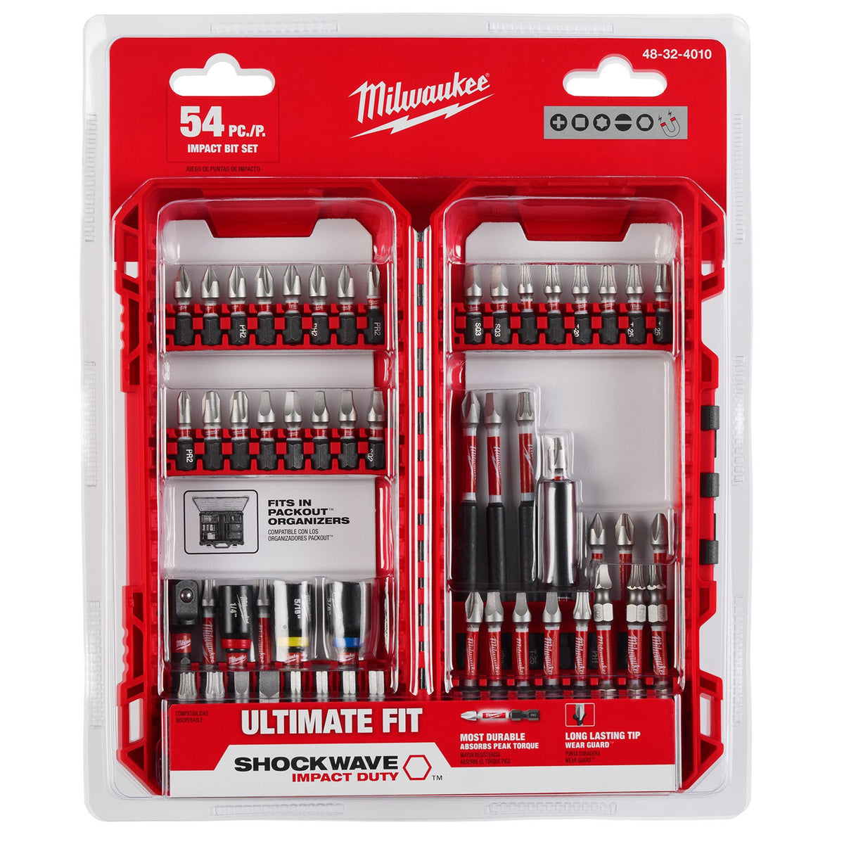 Juego de Puntas de Impacto (54 Piezas) SHOCKWAVE™ Milwaukee 48-32-4010