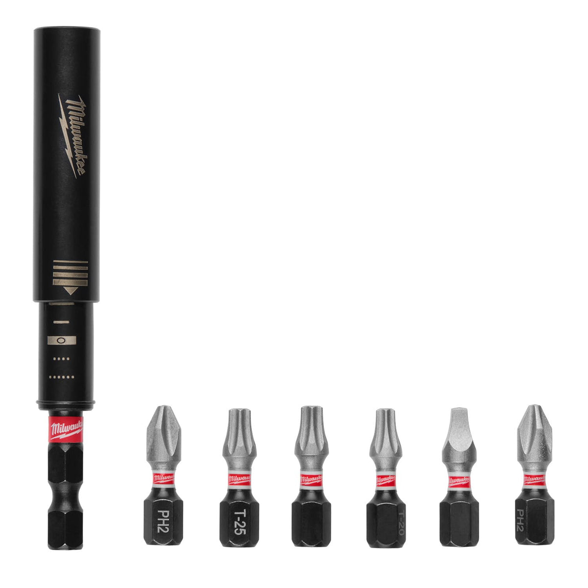 Juego de Puntas de Impacto + Guía Magnética SHOCKWAVE 7 Piezas Milwaukee 48-32-4515