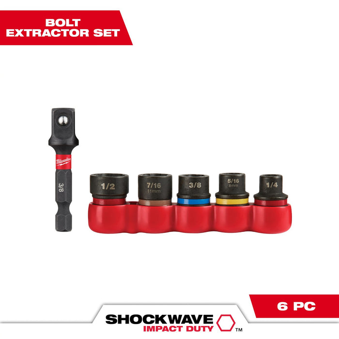 Juego de Dados Extractores de 6 Piezas SHOCKWAVE Milwaukee 48-32-8000