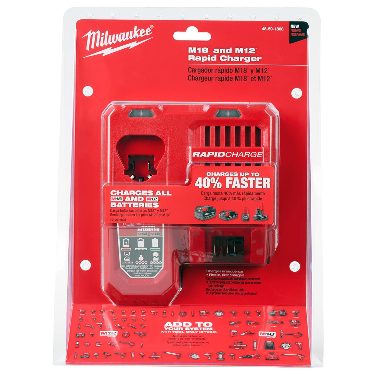 Cargador Rápido para Baterías M18™ y M12™ Milwaukee 48-59-1808