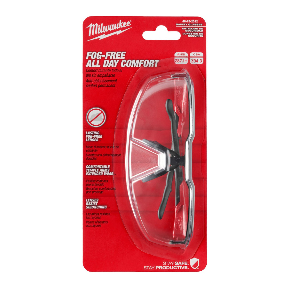 Gafas de Seguridad Transparentes Antiempañantes y Antirayaduras Milwaukee 48-73-2012