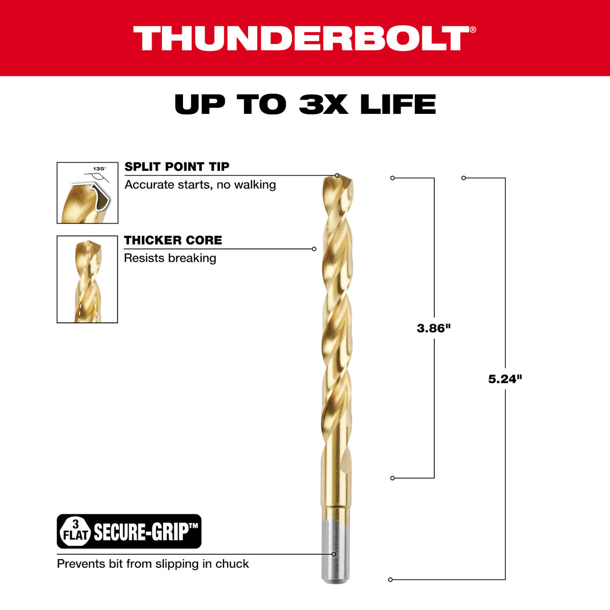 Broca de Titanio de 13/32" THUNDERBOLT® Milwaukee 48-89-2223