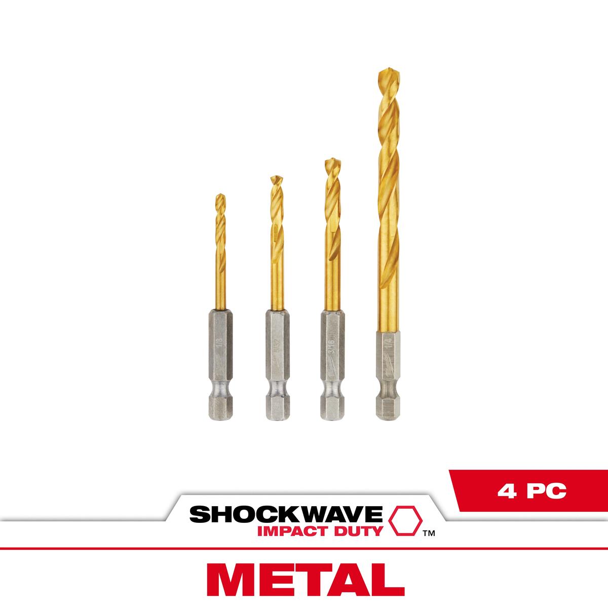 Juego De 4 Brocas de Titanio SHOCKWAVE™ Milwaukee 48-89-4644