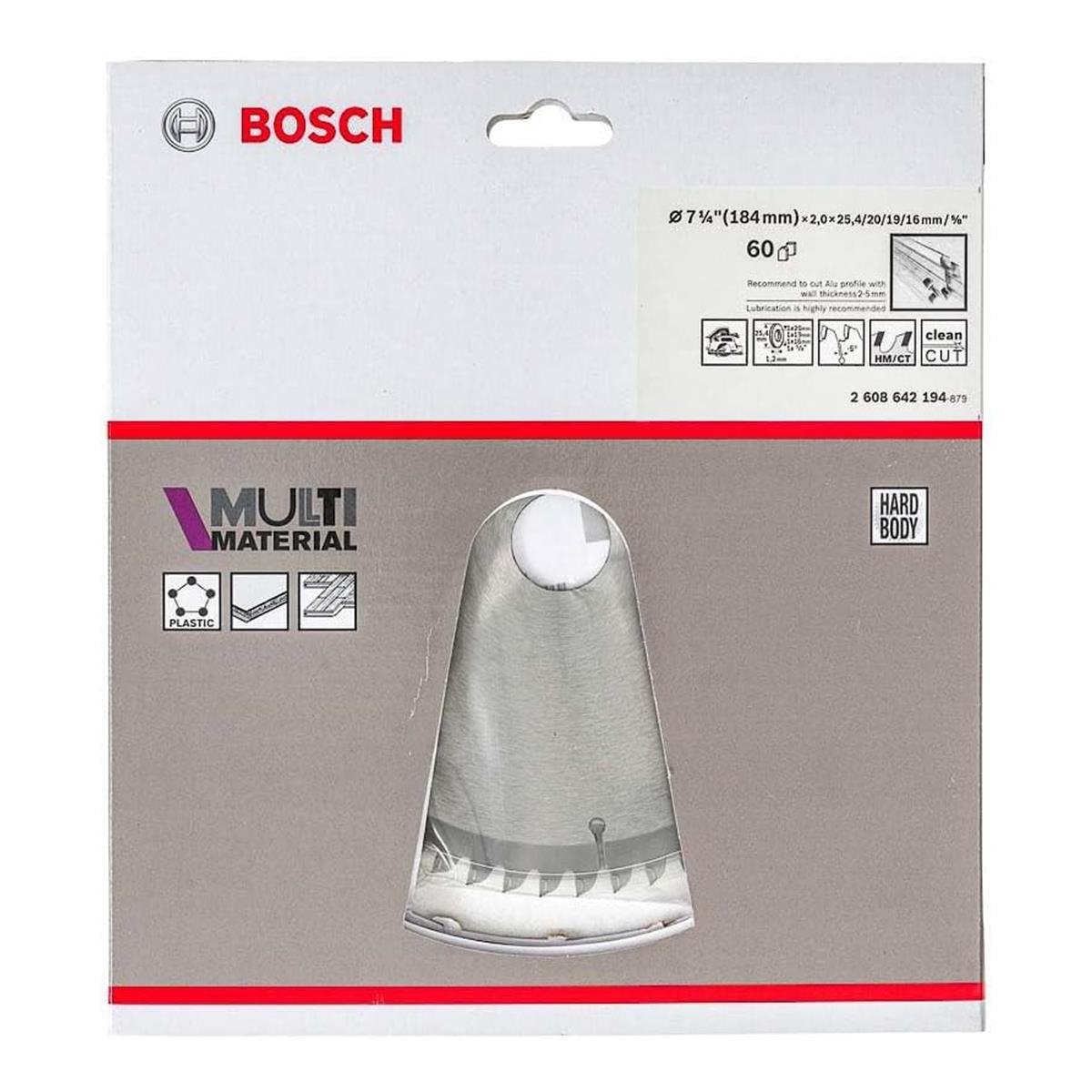 Disco Sierra de 7-1/4" x 5/8" de 60D Multi Material Bosch 2608642194