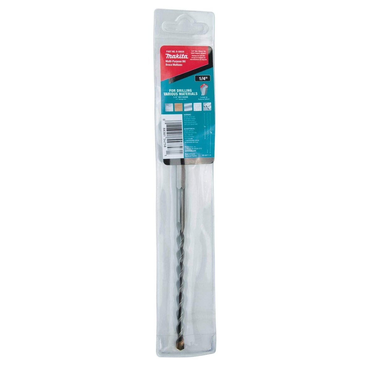 Broca Multipropósito de 1/4" x 6" con Eje Hexagonal de 1/4" Makita B-69026