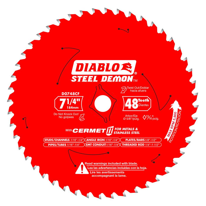 Disco Sierra Diablo 7-1/4" X 5/8" 48D Metal F03F013743