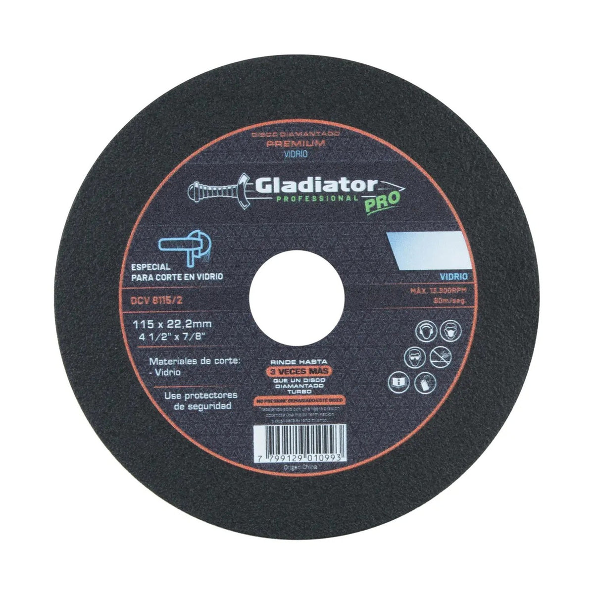 Disco Diamantado de Corte 4½" para Vidrio Gladiador DCV 8115/2