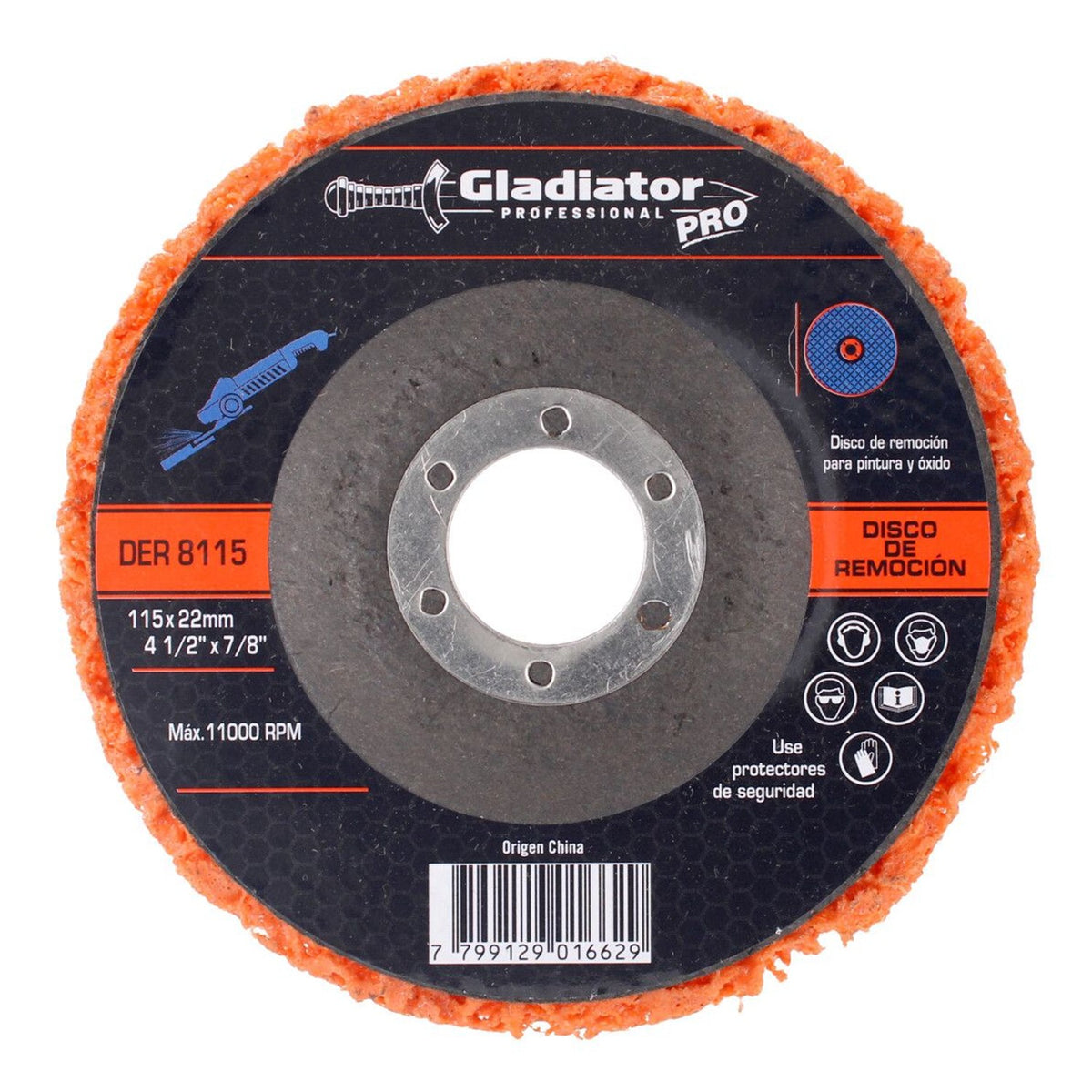 Disco de Remoción 4½" para Pintura, Óxido y Soldadura Gladiator PRO DER 8115
