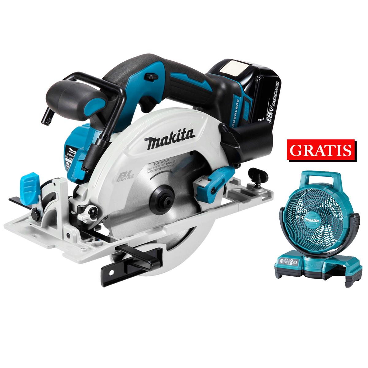 Sierra Circular Inalámbrica de 6½" Brushless + Ventilador 18V LXT Makita DHS680TJX2-P1