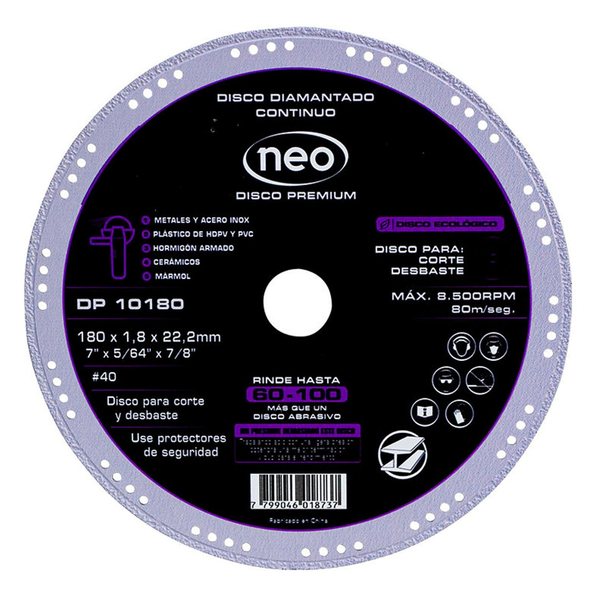Disco Diamantado Continuo Premium 7" Neo DP 10180-A