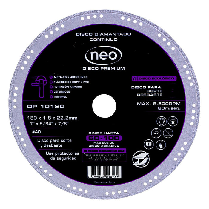 Disco Diamantado Continuo Premium 7" Neo DP 10180-A