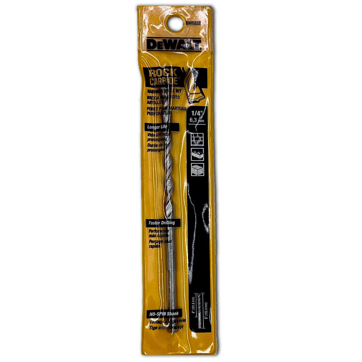 Broca para Concreto 1/4" X 6" Rock Carbide™ Dewalt DW5225