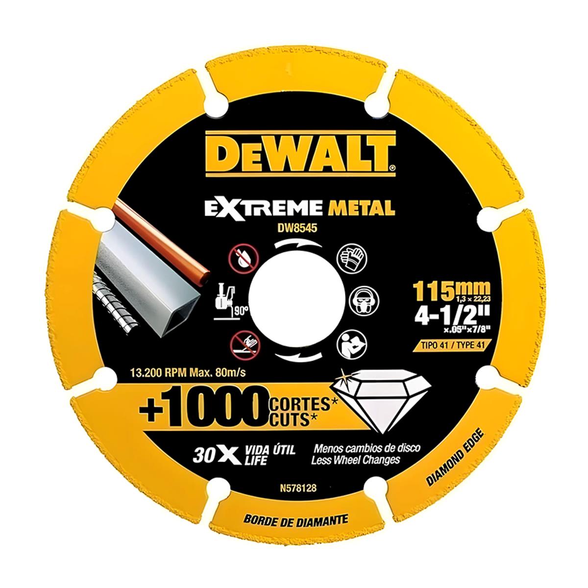 Disco de Corte de Diamante Extreme Metal 4½"DEWALT DW8545