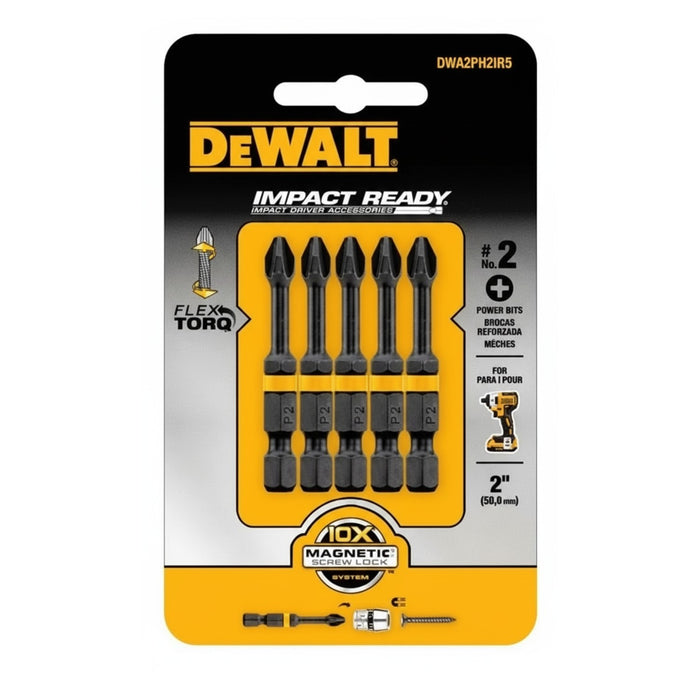 Juego de 5 Puntas PH2 2-1/4" Impact Ready 5 DEWALT DWA2PH2IR5-Z