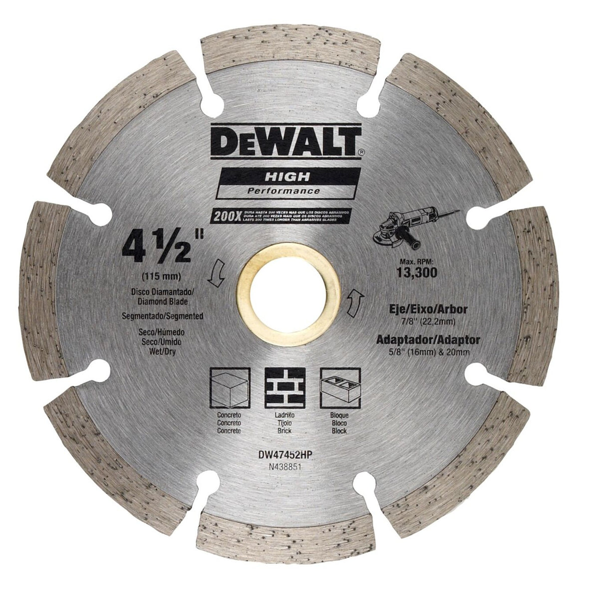 Disco Diamantado Segmentado para Concreto 4 ½" Dewalt DW47452HP