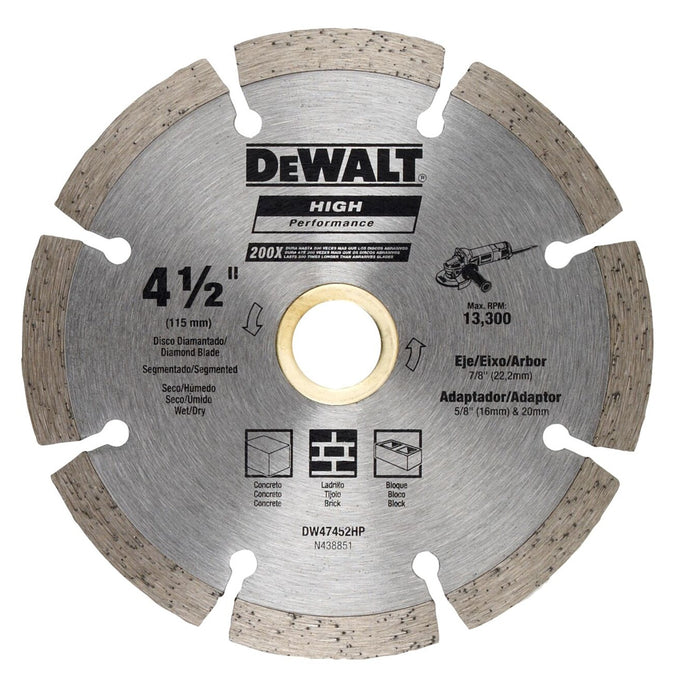 Disco Diamantado Segmentado para Concreto 4 ½” Dewalt DW47452HP