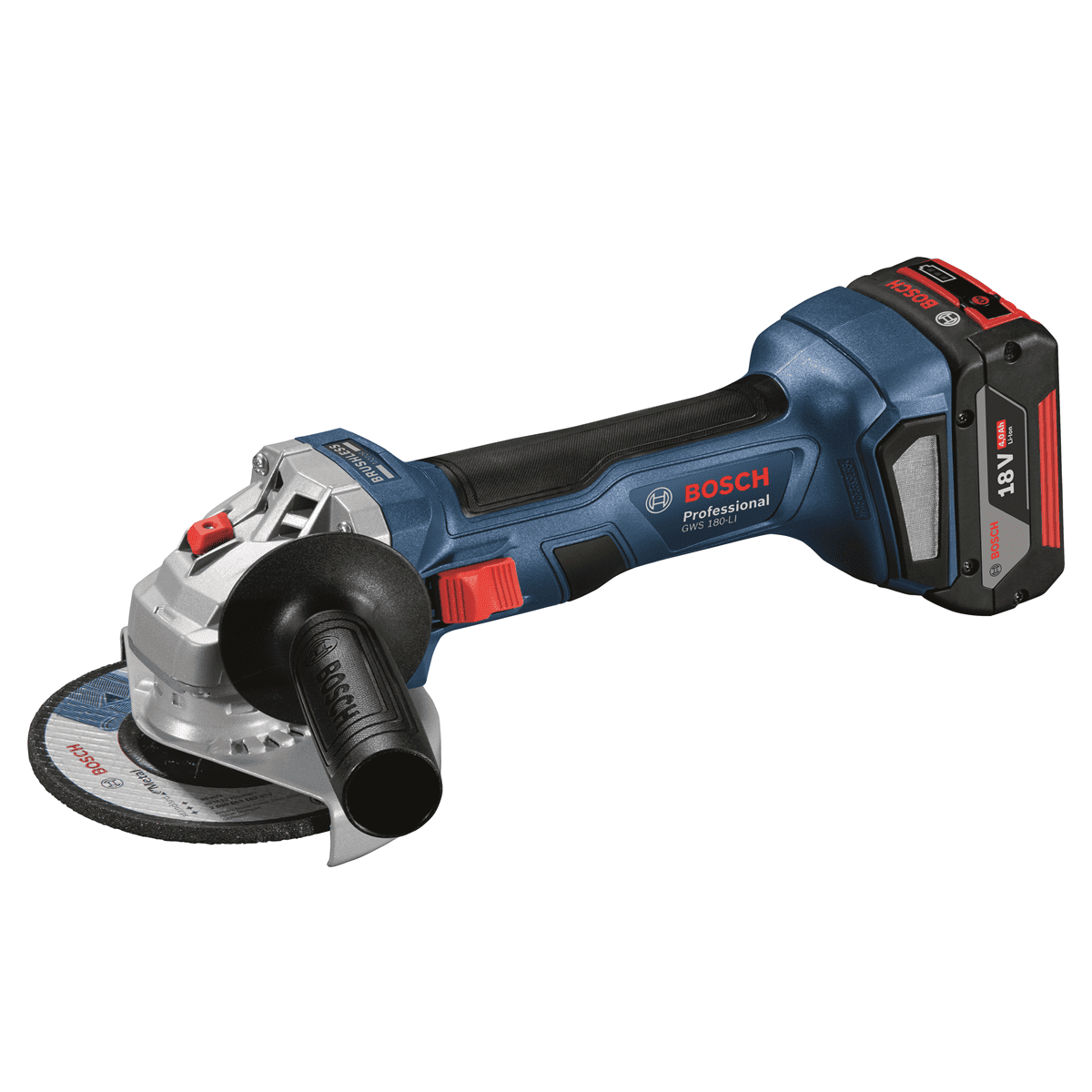 Esmeril angular de 5" inalámbrico de 18V GWS 180-LI Bosch 06019H90G2
