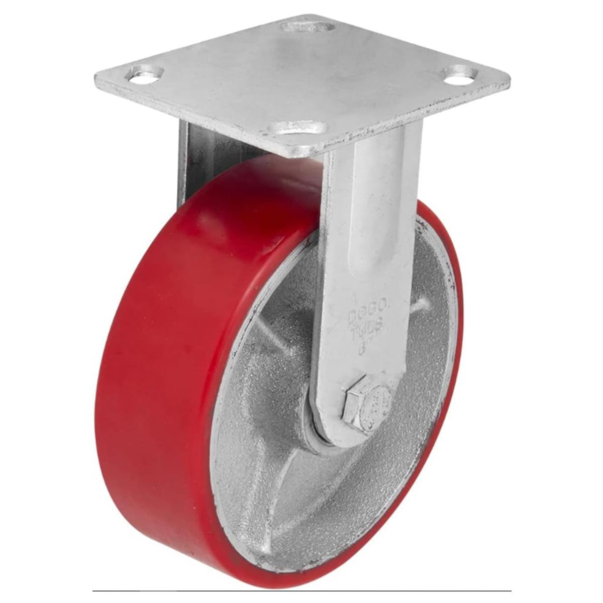 Rodaja de Poliuretano Rojo Fija con Placa de 6" Dogotuls ZF5060