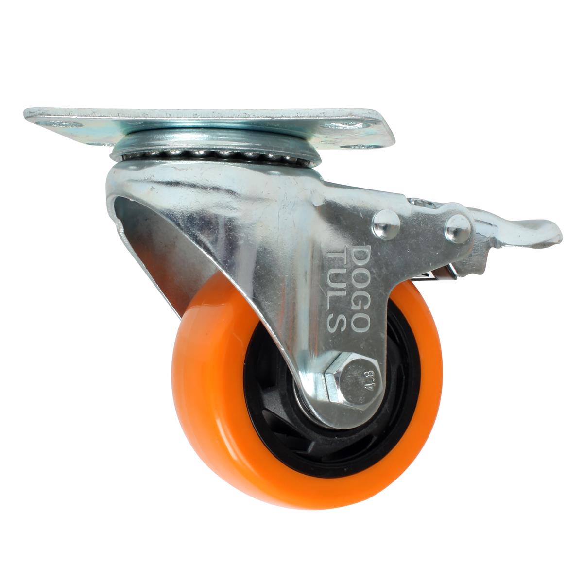 Rodaja PVC Naranja Giratoria Freno 3" ZF5118