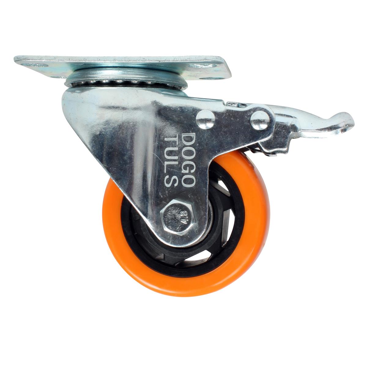 Rodaja PVC Naranja Giratoria Freno 3" ZF5118