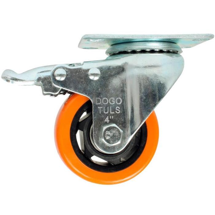 Rodaja de PVC Naranja Giratoria Con Freno de 4" Dogotuls ZF5119