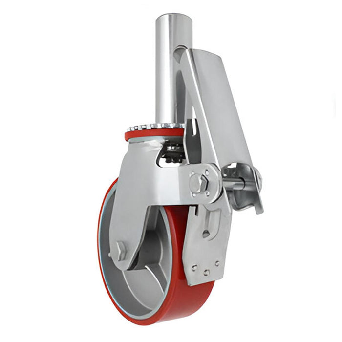 Rodaja para Andamio de Fierro con Poliuretano Rojo Giratoria con Freno 6″ Dogotuls ZF5154
