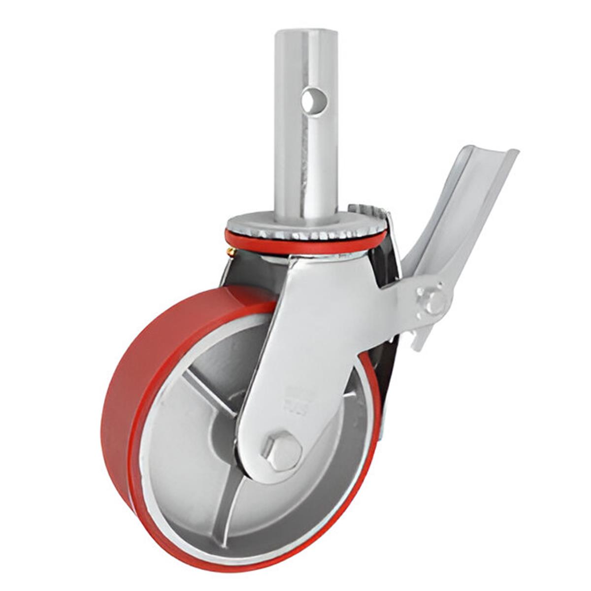 Rodaja para Andamio de Fierro con Poliuretano Rojo Giratoria con Freno 6"³ Dogotuls ZF5154