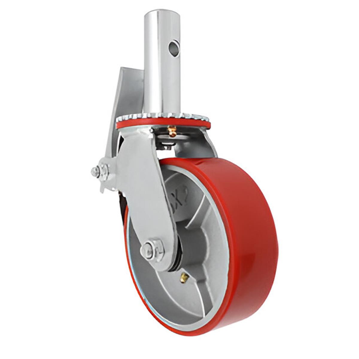Rodaja para Andamio de Fierro con Poliuretano Rojo Giratoria con Freno 6"³ Dogotuls ZF5154