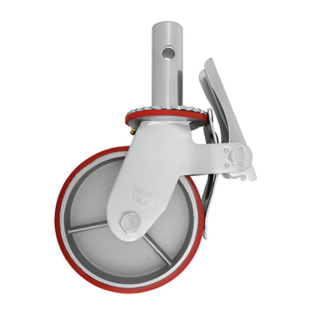 Rodaja para Andamio de Fierro con Poliuretano Rojo Giratoria con Freno 6"³ Dogotuls ZF5154