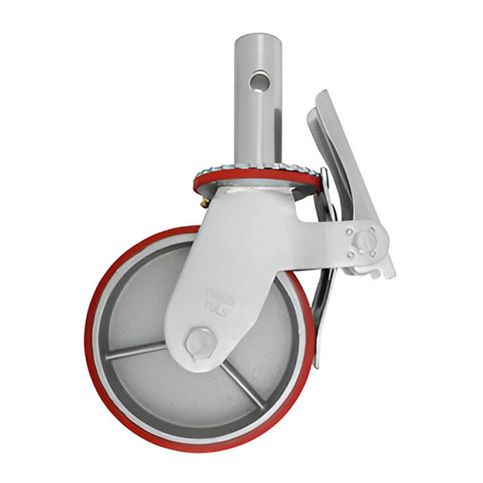Rodaja para Andamio de Fierro con Poliuretano Rojo Giratoria con Freno 6″ Dogotuls ZF5154