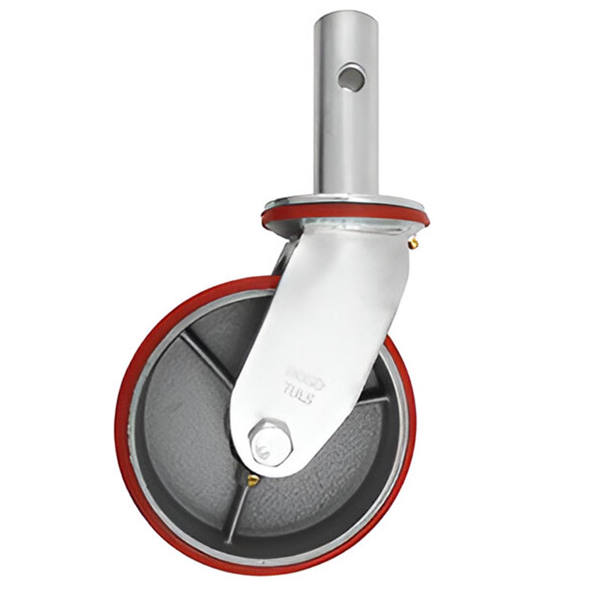 Rodaja para Andamio de Fierro con Poliuretano Rojo Giratoria 6"³ Dogotuls ZF5155
