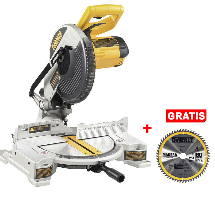 Sierra Inglete 10” 1,650W + Disco 10” X 1” 60 Dientes Madera DW714-B3-P1