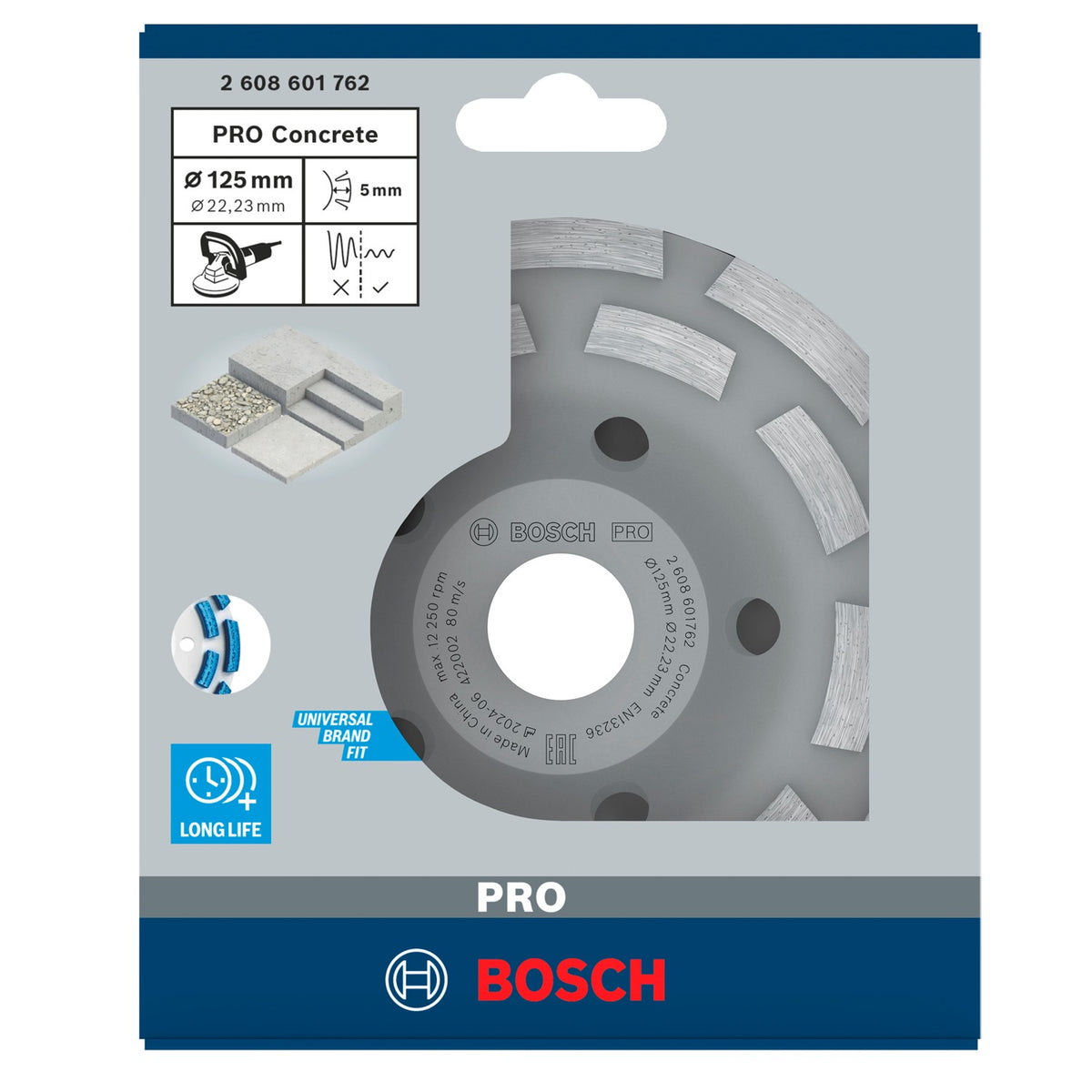 Copa Diamantada Segmentada 5" Para Concreto Bosch Pro Concrete 2608601762