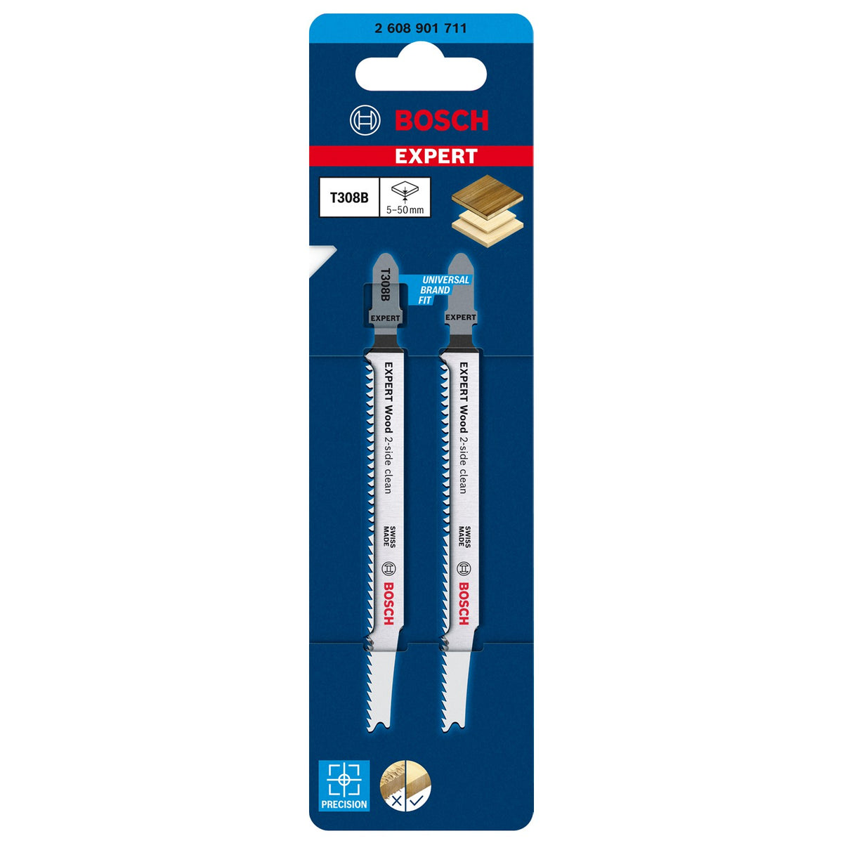 Segueta Caladora Alta Precisión para Madera 2pz T308B EXPERT Bosch 2608901711