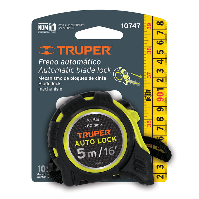 Flexómetro Auto-Lock Contra Impactos 5m Truper 10747 | FA-5M