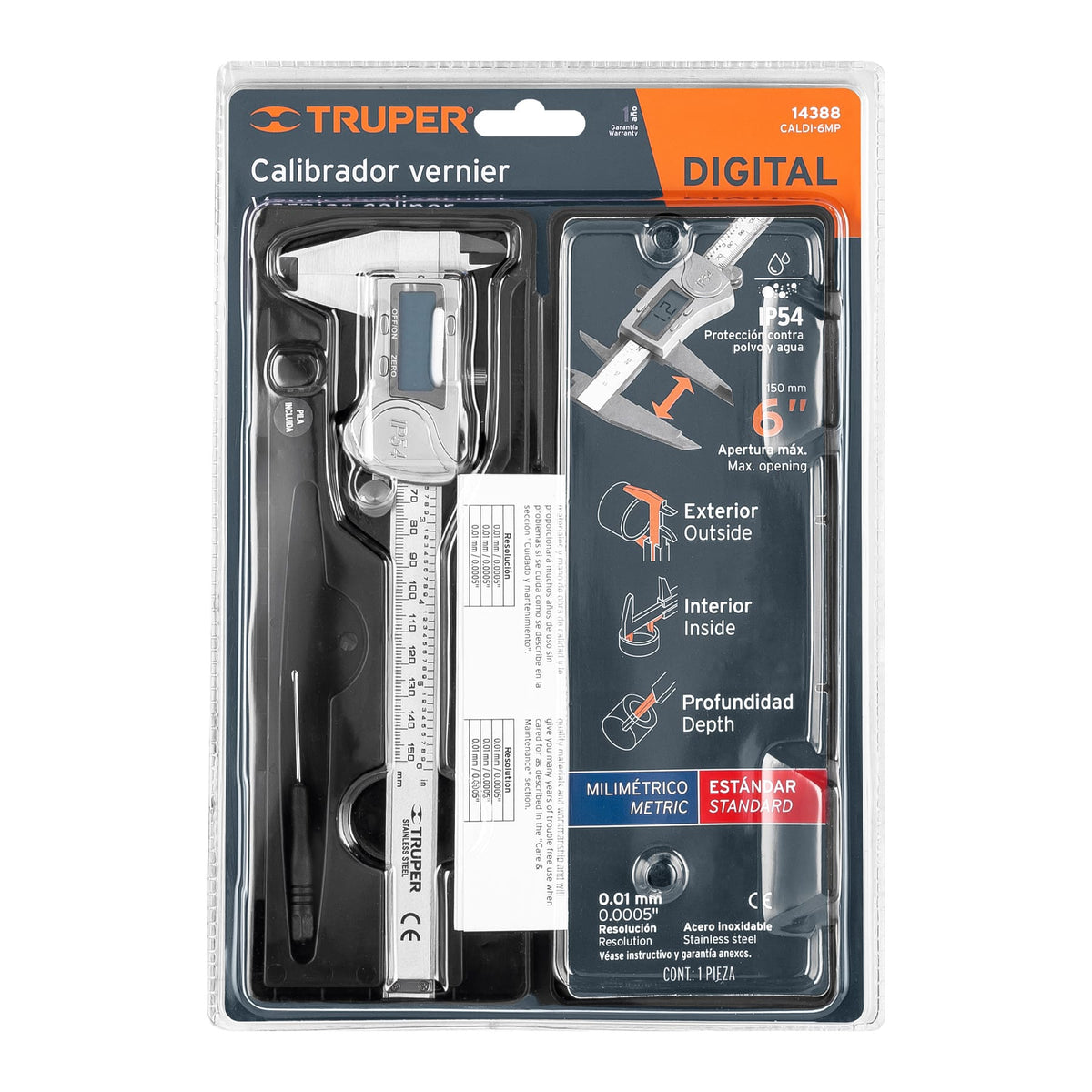 Calibrador Vernier Digital 6" Truper 14388 | CALDI-6MP