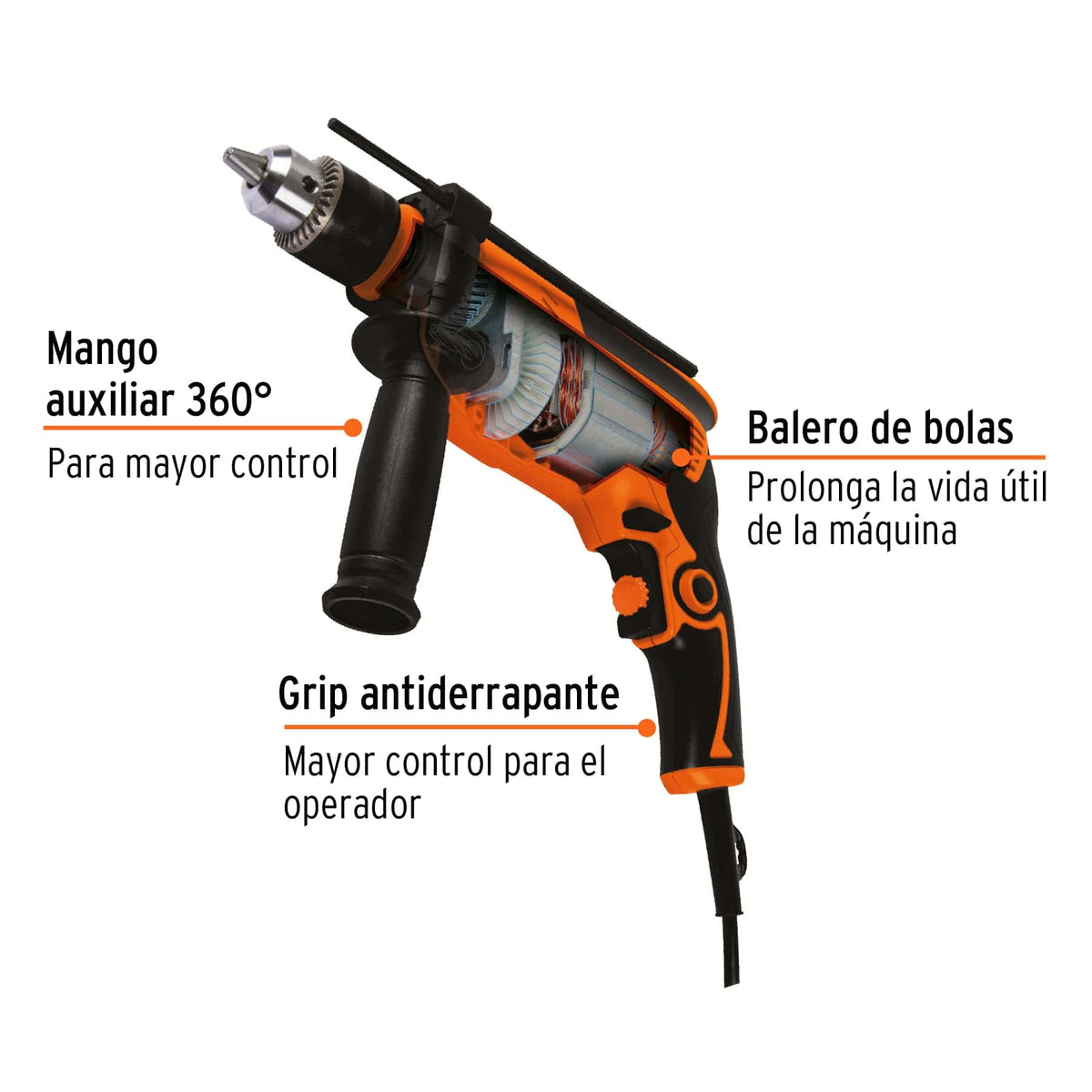 Rotomartillo Profesional de 1/2" 750W Truper 14658 | ROTO-1/2A8