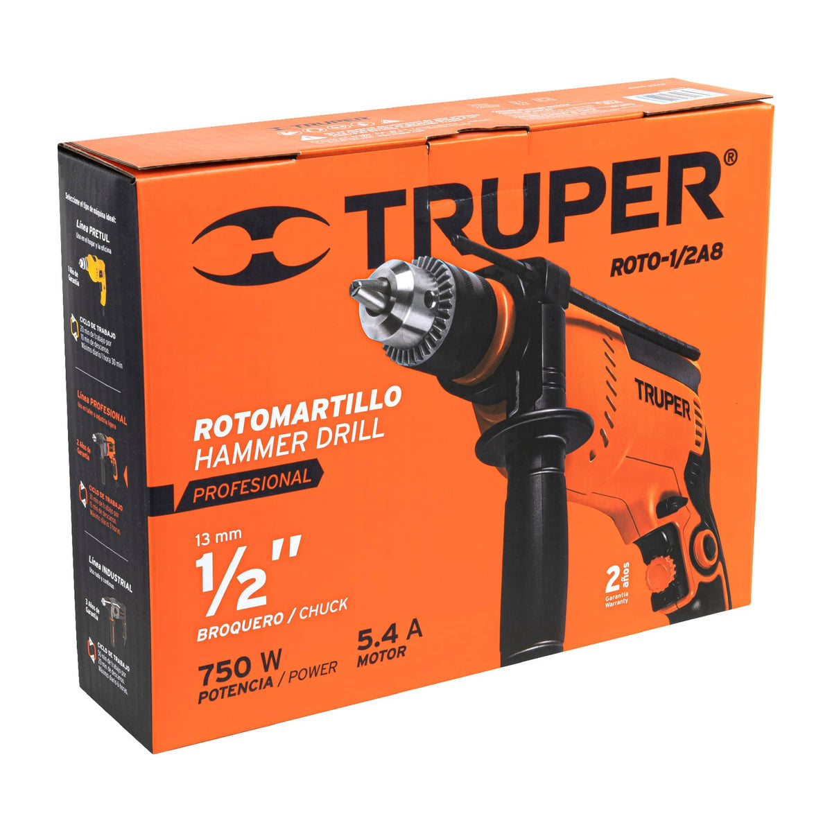 Rotomartillo Profesional de 1/2" 750W Truper 14658 | ROTO-1/2A8