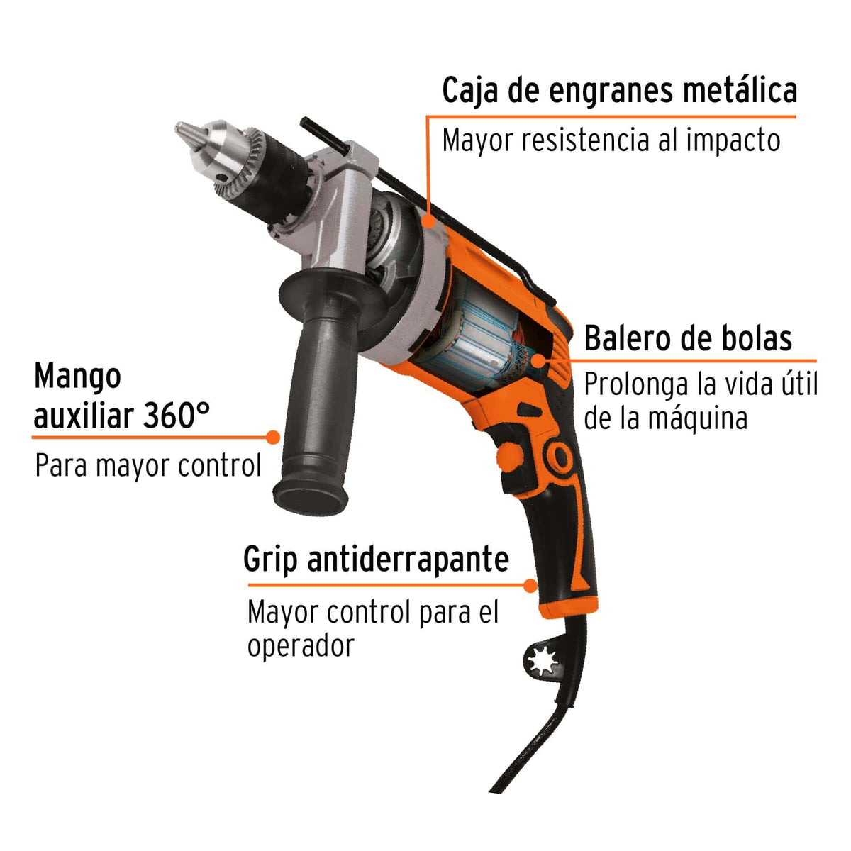Rotomartillo Profesional de 1/2" 850W Truper 14659 | ROTO-1/2A9