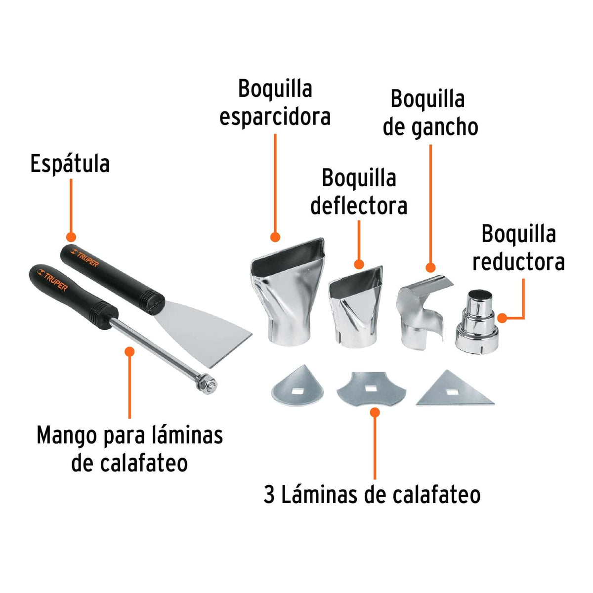 Pistola de Calor Profesional de 2,000W con 9 Accesorios Truper 16432 | PISCA-A