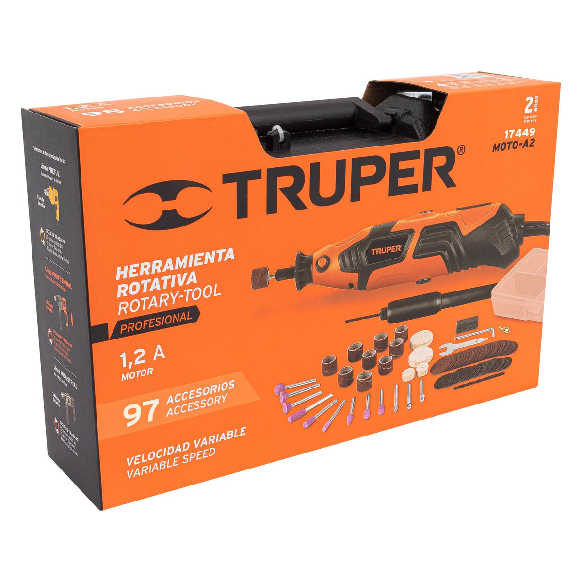 Herramienta Rotativa Profesional de 150W con 97 Accesorios Truper 17449 | MOTO-A2