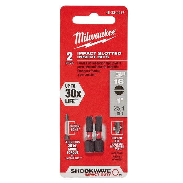 Punta de Impacto SL 3/16" de 1" (2 Piezas) SHOCKWAVE™ Milwaukee 48-32-4417