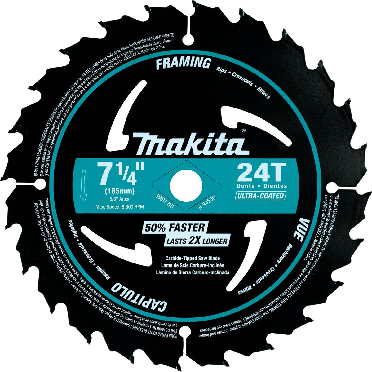 Disco de Sierra de 7¼" para Corte de Madera 24T Makita A-94530